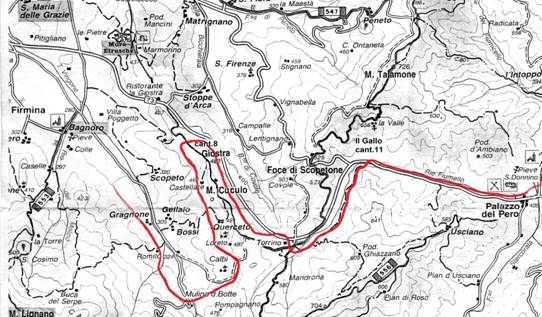 Percorso della vecchia ferrovia dell'Appennino Centrale da Gragnone a Palazzo del Pero